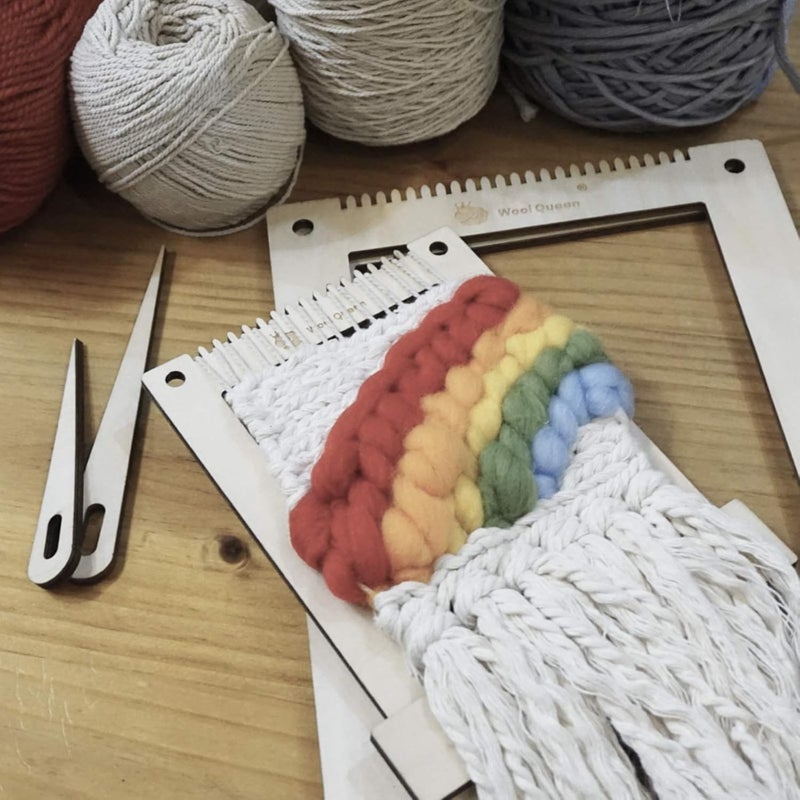 Wool Queen Hand U Journey Rectangle Weaving Loom Kit 7.9''x11.8'' and 5.3''x7.8'', 2 Set with Weaving Tools and 16 Pages Instruction Book-Size M - Image 5